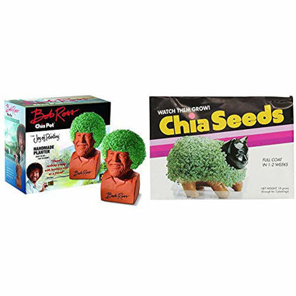 Picture of Chia Pet Bob Ross with Seed Pack, Decorative Pottery Planter, Easy to Do and Fun to Grow, Novelty Gift, Perfect for Any Occasion & Seed Pack, 3 Count(Chia pet not Included)