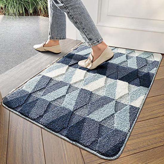 Picture of DEXI Indoor Doormat Front Door Rug, 24"x35" Absorbent Machine Washable Inside Door Mat, Non Slip Low-Profile Entrance Rug for Entry, Back Door, Blue