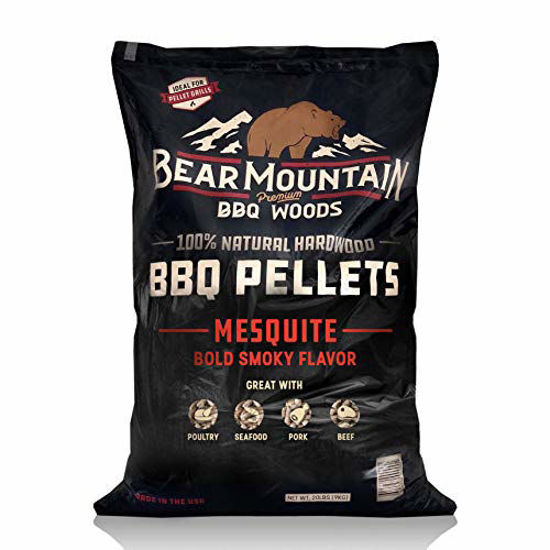Picture of Bear Mountain BBQ 100% All-Natural Hardwood Pellets - Mesquite (20 lb. Bag) Perfect for Pellet Smokers, or Any Outdoor Grill | Rich, Smoky Wood-Fired Flavor