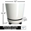 Picture of 12" Self-Watering+ Self-Aerating + High Drainage + Ventilated Deep Reservoir Modern Round Planter Maintains Healthy Roots and Moisture for House Plants & Garden (White)