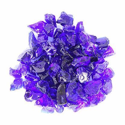 Picture of Hiland Fire Pit Fire Glass in Cobalt Blue, Extreme Tempature Rating, Good for Propane or Natural Gas, 10 Pounds