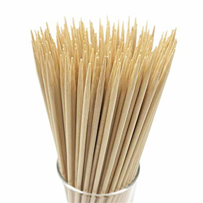 Picture of HOPELF 12" Natural Bamboo Skewers for BBQAppetiserFruitCocktailKabobChocolate FountainGrillingBarbecueKitchenCrafting and Party. =4mm, More Size Choices 6"/8"/10"/14"/16"/30"(100 PCS)