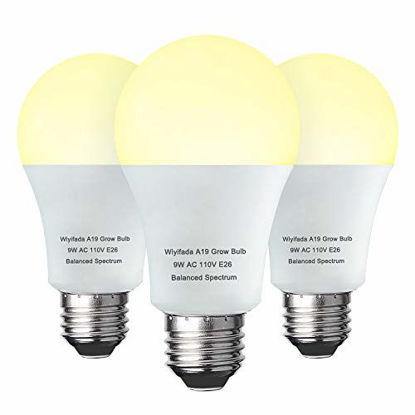 Picture of 3 Pack A19 Full Spectrum LED Grow Light Bulb Indoor Grow Light , E26 110V 9W Grow Bulb Replace up to 100W, Plant Light Bulb for Indoor Plants, Flowers, Greenhouse, Indore Garden, Hydroponic