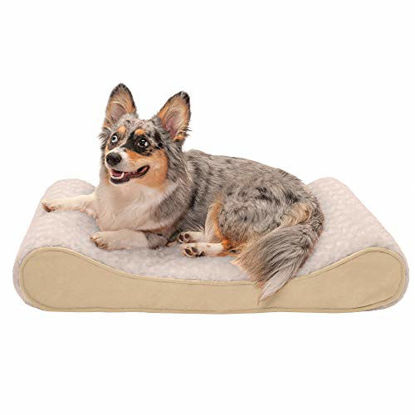 Picture of Furhaven Pet Dog Bed - Cooling Gel Foam Ultra Plush Faux Fur Ergonomic Luxe Lounger Cradle Mattress Contour Pet Bed with Removable Cover for Dogs and Cats, Cream, Medium