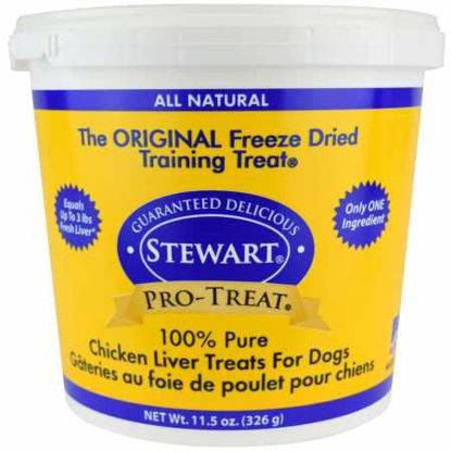 Picture of Stewart Pro-Treat, Freeze Dried Chicken Liver Dog Treats, Single Ingredient, Grain Free, USA Made, 11.5 oz. Resealable Tub