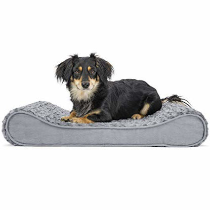 Picture of Furhaven Pet Dog Bed - Orthopedic Ultra Plush Faux Fur Ergonomic Luxe Lounger Cradle Mattress Contour Pet Bed with Removable Cover for Dogs and Cats, Gray, Medium