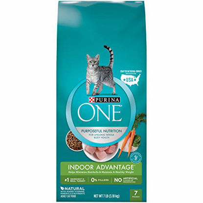 Picture of Purina ONE Hairball, Weight Control, Indoor, Natural Dry Cat Food, Indoor Advantage - 7 lb. Bag
