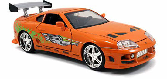 GetUSCart- Jada Toys Fast & Furious 1:24 Brian's Toyota Supra Die-cast Car,  toys for kids and adults, Orange (97168)