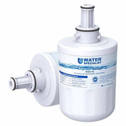 Picture of Waterspecialist DA29-00003G Refrigerator Water Filter, Replacement for Samsung DA29-00003B, RSG257AARS, RFG237AARS, DA29-00003F, HAFCU1, RFG297AARS, RS22HDHPNSR, WSS-1 (Pack of 2)