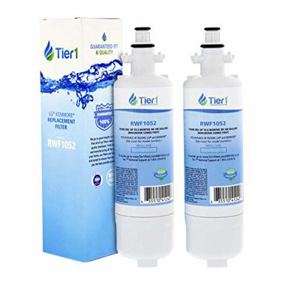 Picture of Tier1 Refrigerator Water Filter Replacement for LG LT700P ADQ36006101, ADQ36006102, Kenmore 46-9690, LT120F - with Activated Carbon Media to Reduce Chlorine while Improving Water Taste - 2 Pack