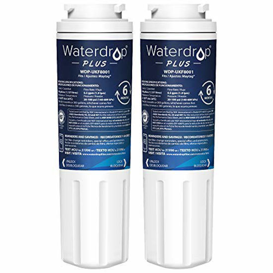 Picture of Waterdrop UKF8001 NSF 401 & 53 & 42 Certified Refrigerator Water Filter, Compatible with Maytag & Whirlpool & Everydrop Filter 4, EDR4RXD1, UKF8001P, UKF8001AXX-750, UKF8001AXX-200, 4396395, Pack of 2