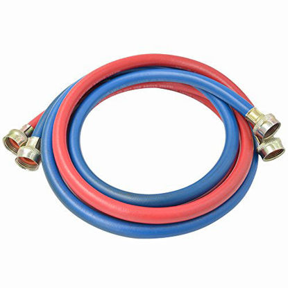 Picture of TT FLEX UPC Approved Red and Blue Rubber Washing Machine Fill Connector Inlet Hose,3/4"FHT3/4"FHT,6FT