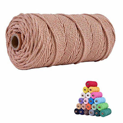 Picture of flipped 100% Natural Macrame Cotton Cord,3mm x109 Yard Twine String Cord Colored Cotton Rope Craft Cord for DIY Crafts Knitting Plant Hangers Christmas Wedding Décor (Brick red, 3mm109yards)