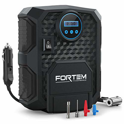 Picture of FORTEM Digital Tire Inflator for Car w/Auto Pump/Shut Off Feature, Portable Air Compressor, Carrying Case (Black)