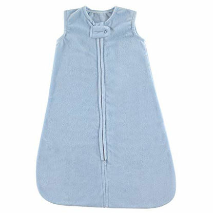 Picture of Hudson Baby Unisex Baby Plush Sleeping Bag, Sack, Blanket, Solid Light Blue Fleece, 6-12 Months