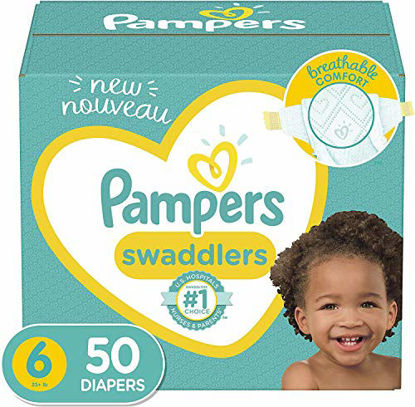 Picture of Diapers Size 6, Pampers Swaddlers Disposable Baby Diapers, Super Pack, 50 Count