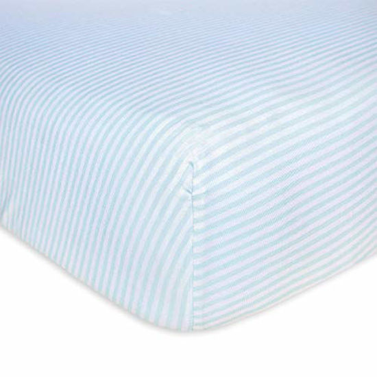 Picture of "Burt's Bees Baby - Fitted Crib Sheet, Boys & Unisex 100% Organic Cotton Crib Sheet For Standard Crib and Toddler Mattresses (Sky Blue Thin Stripes)"