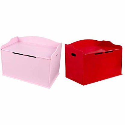 Picture of Kidkraft Austin Toy Box - pink & Addison Austin Wooden Toy Box/Bench with Safety Hinged Lid-Red