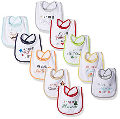 Picture of Hudson Baby Unisex Baby Cotton Terry Drooler Bibs with Fiber Filling, Neutral Holiday, One Size