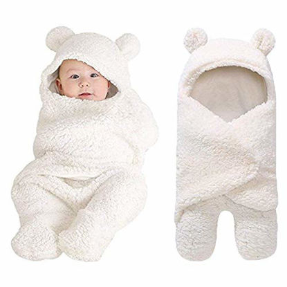 Picture of XMWEALTHY Cute Newborn Baby Boys Girls Blankets Plush Swaddle Blankets White