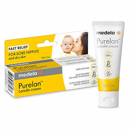 Picture of Medela Lanolin Nipple Cream for Breastfeeding, 100% All Natural Single Ingredient, New Purelan, 1.3 Ounce