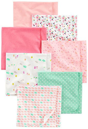 Picture of Simple Joys by Carter's Baby Girls' 7-Pack Flannel Receiving Blanket, Pink/White, One Size