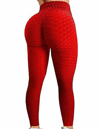 Picture of SEASUM Women's High Waist Yoga Pants Tummy Control Slimming Booty Leggings Workout Running Butt Lift Tights M