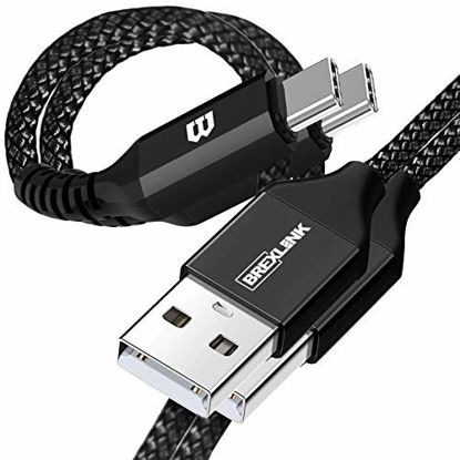 Picture of BrexLink USB C Fast Charging Cable(3A), USB C to USB A Charger (6.6ft/2 Pack), Nylon Braided Fast Charging Cord for Samsung Galaxy S20 S10 S9 S8 Note 20 10 9, Pixel, LG V30 G6(Black)