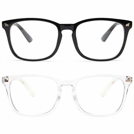 Picture of livho 2 Pack Blue Light Blocking Glasses, Computer Reading/Gaming/TV/Phones Glasses for Women Men,Anti Eyestrain & UV Glare (Light Blcak+Clear)