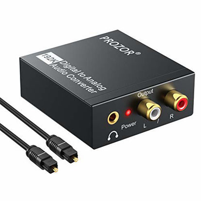 Picture of PROZOR 192KHz Digital to Analog Audio Converter DAC Digital SPDIF Optical to Analog L/R RCA Converter Toslink Optical to 3.5mm Jack Adapter for PS3 HD DVD PS4 Amp Apple TV Home Cinema