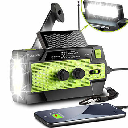 Picture of [2021 Newest] Emergency-Hand-Crank-Radio,4000mAh Portable Weather Solar Radios with Motion Sensor Reading Lamp,3 Gear LED Flashlight,SOS Alarm,Cell Phone Charger,AM/FM/NOAA (Green)