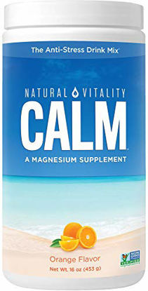 Picture of Natural Vitality Calm #1 Selling Magnesium Citrate Supplement, Anti-Stress Magnesium Supplement Drink Mix Powder - Orange Flavor, Vegan, Gluten Free and Non-GMO (Package May Vary), 16 oz 113 Servings