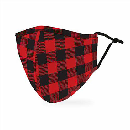 Picture of Weddingstar 3-Ply Adult Washable Cloth Face Mask Reusable and Adjustable with Filter Pocket - Buffalo Plaid