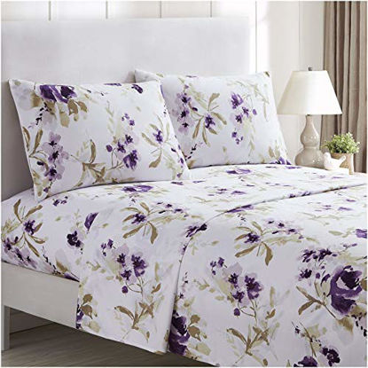 Picture of Mellanni Bed Sheet Set - Brushed Microfiber 1800 Bedding - Wrinkle, Fade, Stain Resistant - 3 Piece (Twin XL, Madison Purple)