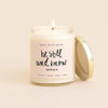 Picture of Sweet Water Decor, Be Still and Know, Sea Salt, Jasmine, Cream, and Wood Scented Soy Wax Candle for Home | 9oz Clear Glass Jar, 40 Hour Burn Time, Made in the USA