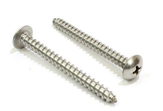 Picture of #10 x 2" Stainless Truss Head Phillips Wood Screw (100pc) 18-8 (304) Stainless Steel Screws by Bolt Dropper