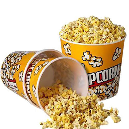 Picture of Novelty Place] Retro Style Plastic Popcorn Containers for Movie Night - 7.25" Tall x 7.25" Top Diameter (3 Pack)