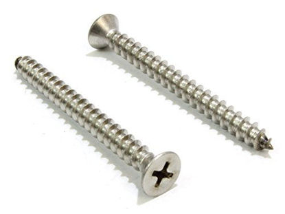Picture of #10 X 3'' Stainless Flat Head Phillips Wood Screw, (100 pc), 18-8 (304) Stainless Steel Screws by Bolt Dropper