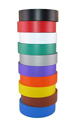Picture of TradeGear Electrical Tape Assorted Matte Rainbow Colors - 10 Pk Waterproof, Flame Retardant, Strong Rubber Based Adhesive, UL Listed - Rated for Max. 600V and 80oC Use -Measures 60 x 3/4" x 0.07"
