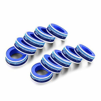 Picture of SUPPLY GIANT I33-10 PTFE Thread Seal Tape for Plumbers, White 1/2 Inch x 520 Inch (Pack of 10 Rolls), 10 Count