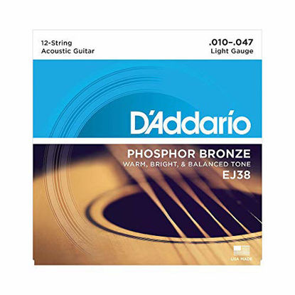 Picture of D'Addario 12 Phosphor Bronze Acoustic Guitar Strings, Light, 10-47 (EJ38)