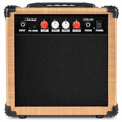 Picture of LyxPro Electric Guitar Amp 20 Watt Amplifier Built In Speaker Headphone Jack And Aux Input Includes Gain Bass Treble Volume And Grind - Natural