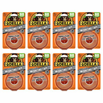 Picture of Gorilla Tough & Clear Double Sided Mounting Tape, 1" x 60", Clear, (Pack of 8)