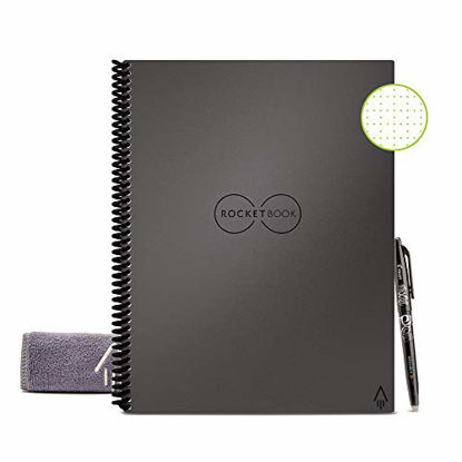 Picture of Rocketbook Smart Reusable Notebook - Dot-Grid Eco-Friendly Notebook with 1 Pilot Frixion Pen & 1 Microfiber Cloth Included - Deep Space Gray Cover, Letter Size (8.5" x 11")