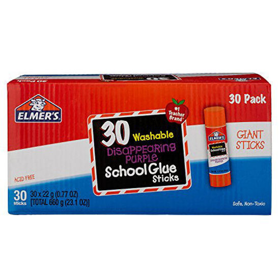 Picture of Elmer's Disappearing Purple School Glue Sticks, Washable, 22 Gram, 30 Count (E605)