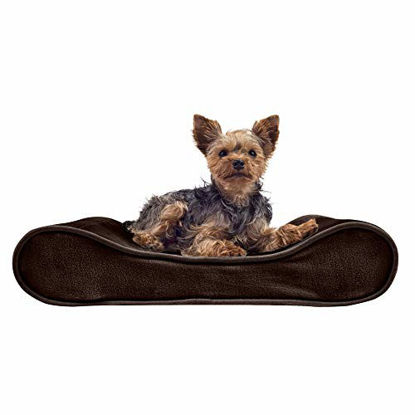 Picture of Furhaven Pet Dog Bed - Orthopedic Micro Velvet Ergonomic Luxe Lounger Cradle Mattress Contour Pet Bed with Removable Cover for Dogs and Cats, Espresso, Small