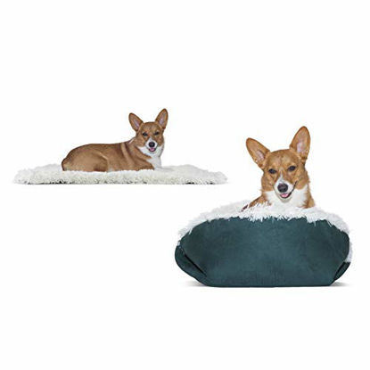 Picture of Furhaven Pet Dog Bed - Convertible Insulated Thermal Self-Warming Mat Plush Faux Fur Cuddle Nest Lounger Pet Bed for Dogs and Cats, Spruce, Large