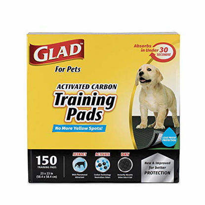 Picture of Glad for Pets Black Charcoal Puppy Pads | Puppy Potty Training Pads That ABSORB & NEUTRALIZE Urine Instantly | New & Improved Quality, 150 count