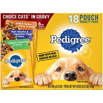 Picture of PEDIGREE CHOICE CUTS in Gravy Adult Soft Wet Meaty Dog Food Variety Pack, (36) 3.5 oz. Pouches