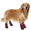 Picture of QUMY Dog Boots Waterproof Shoes for Large Dogs with Reflective Straps Rugged Anti-Slip Sole Black 4PCS (Size 7: 3.1"x2.7"(LW), Red)